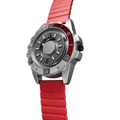 Magneto-Watch-Uranus-Red-Kunstleder-Magnetisch-Rot-Side