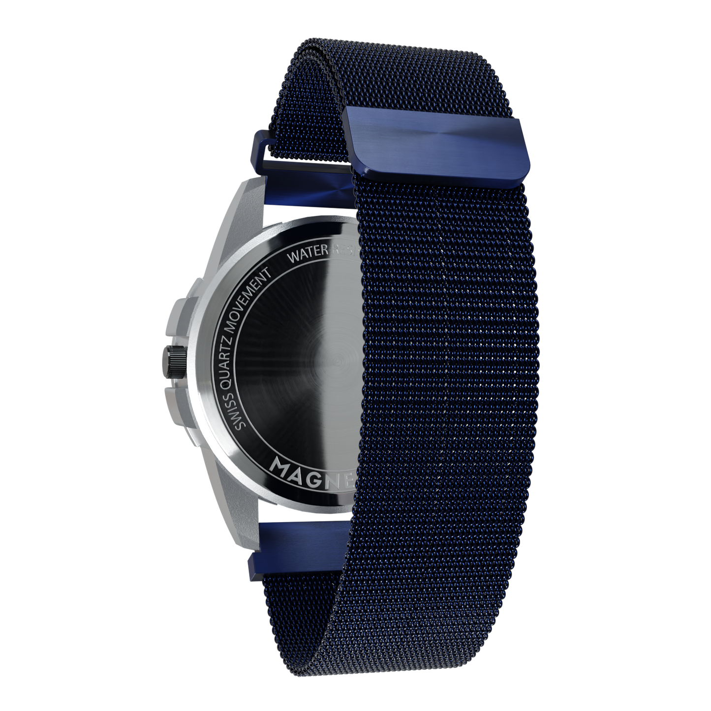 Magneto-Watch-Uranus-Red-Maschenarmband-Blau-Back