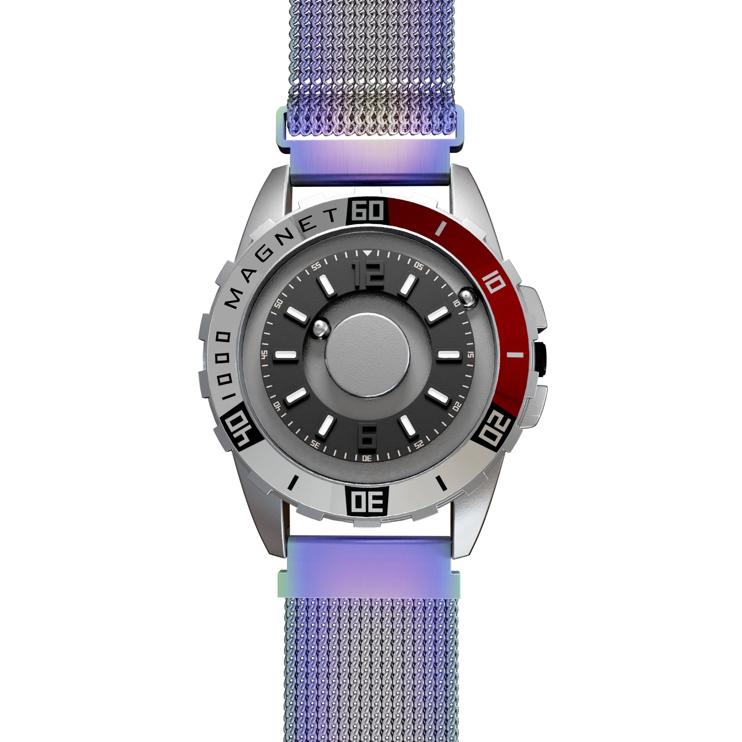   Magneto-Watch-Uranus-Red-Maschenarmband-Flip-Flop-Front