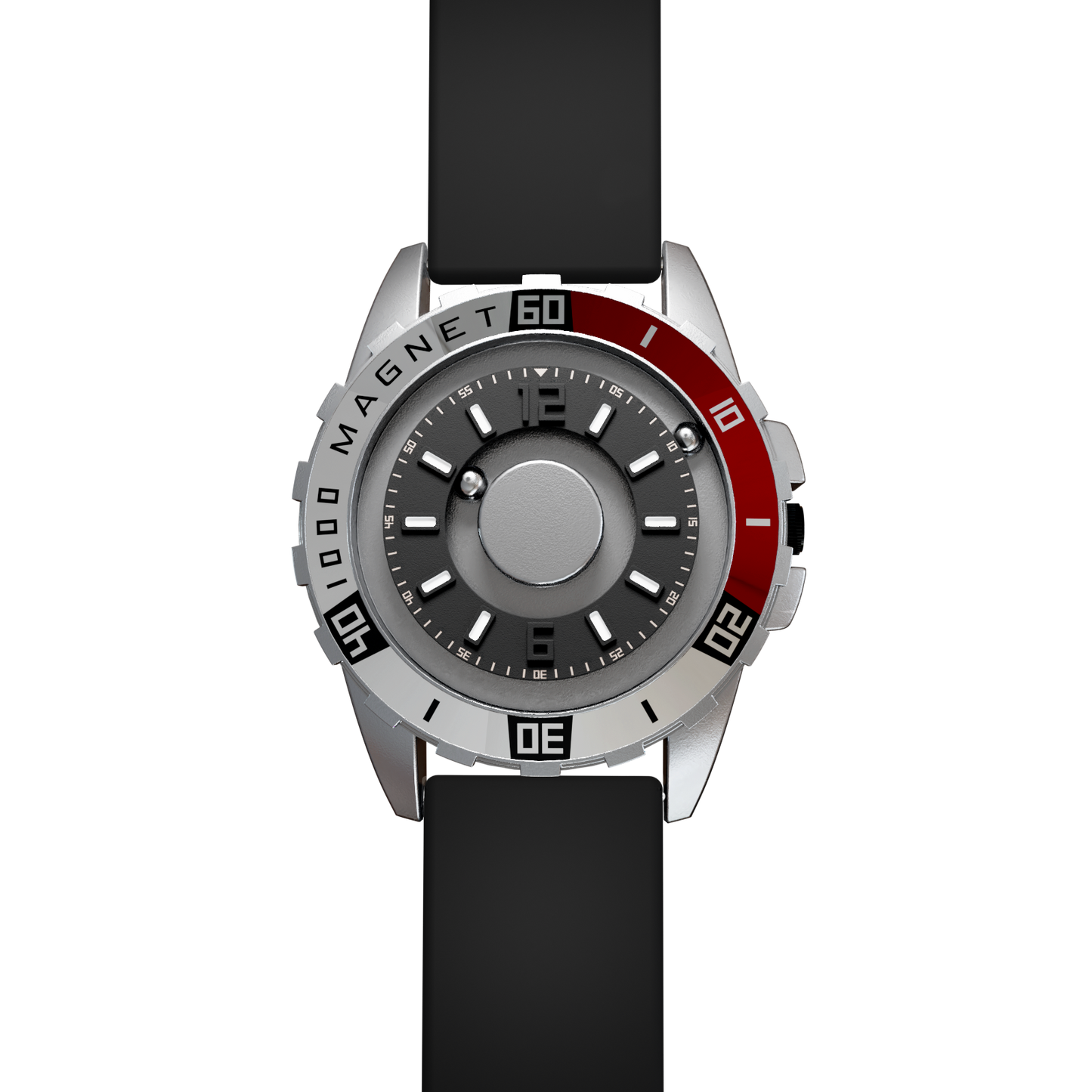    Magneto-Watch-Uranus-Red-Silikon-Schwarz-Front