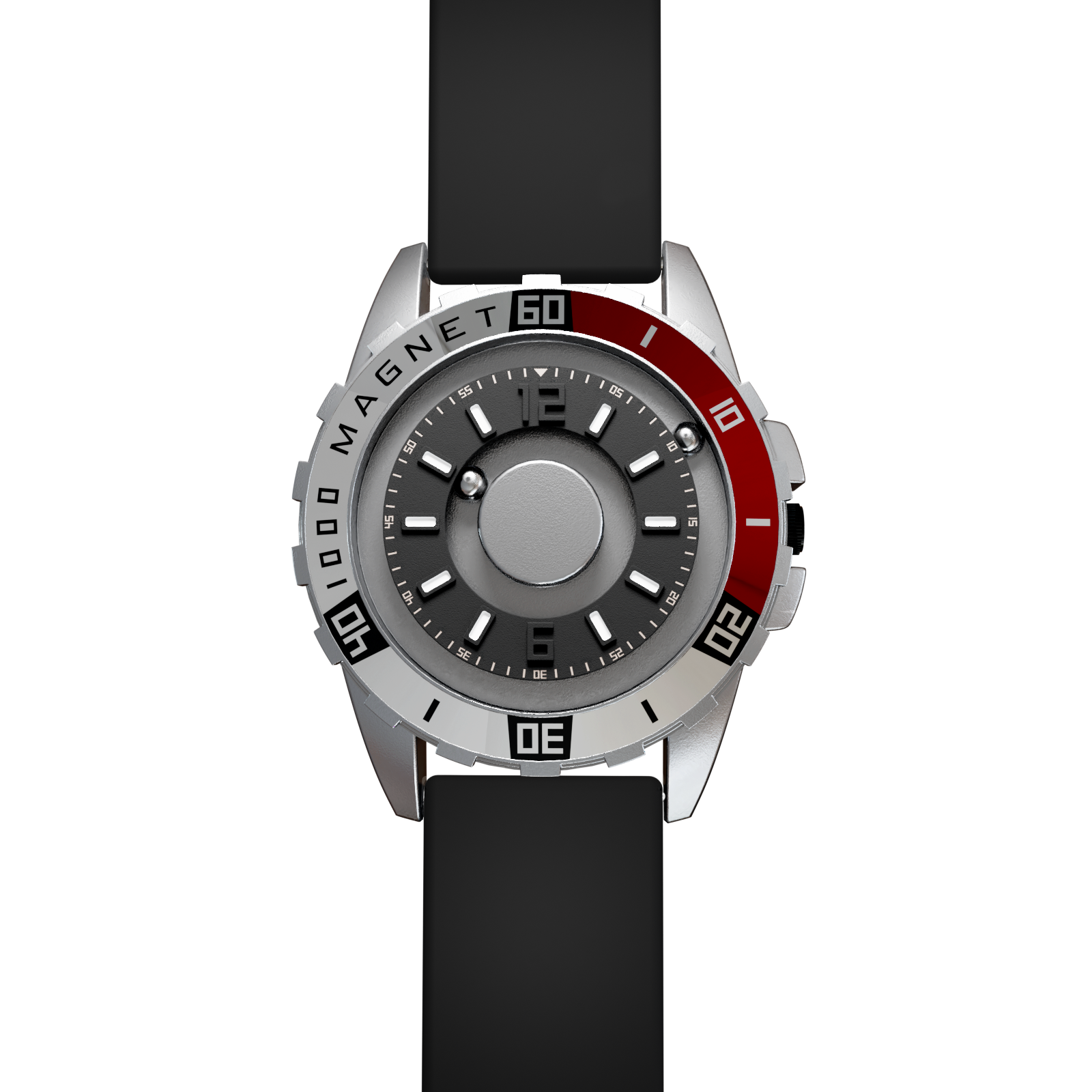    Magneto-Watch-Uranus-Red-Silikon-Schwarz-Front