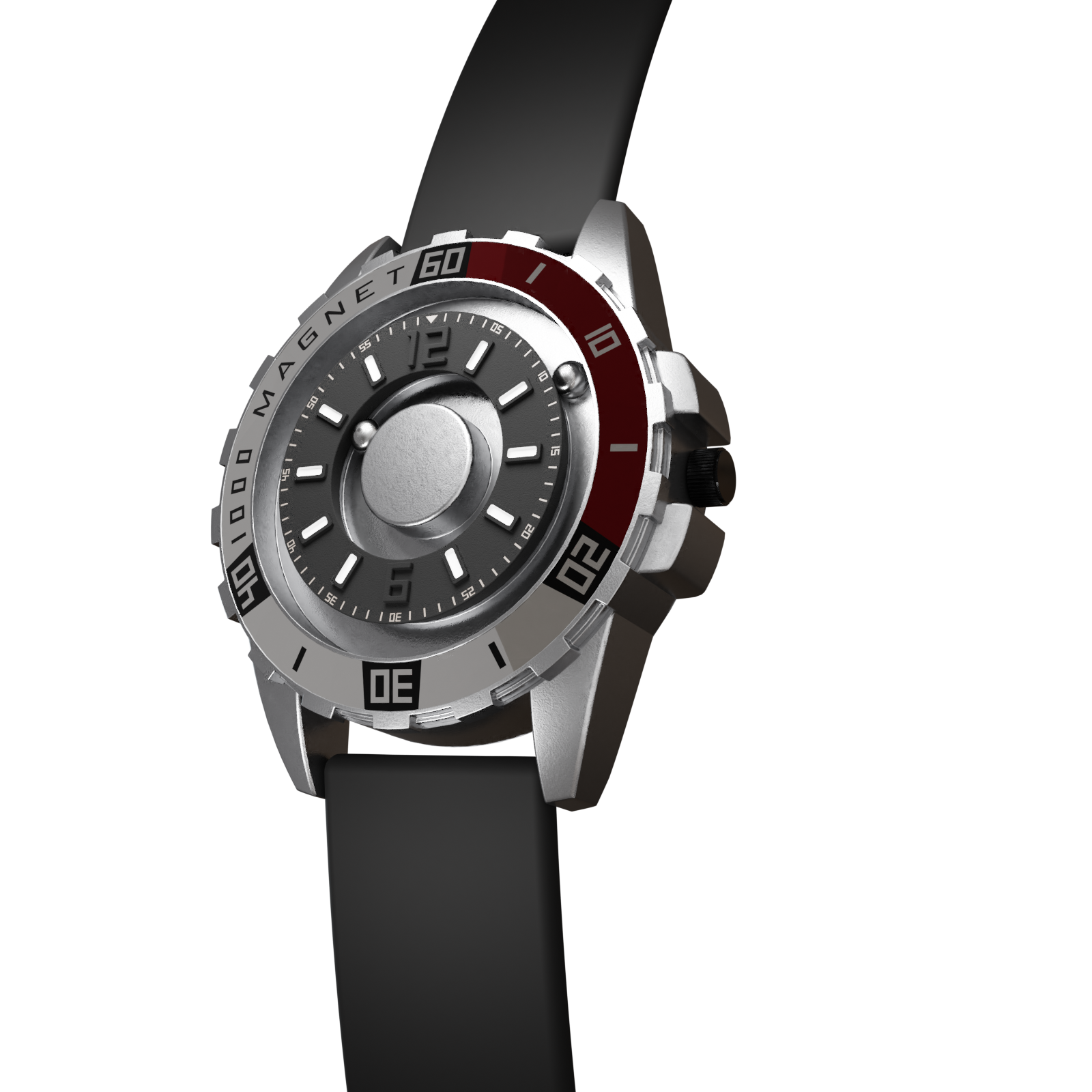 Magneto-Watch-Uranus-Red-Silikon-Schwarz-Side