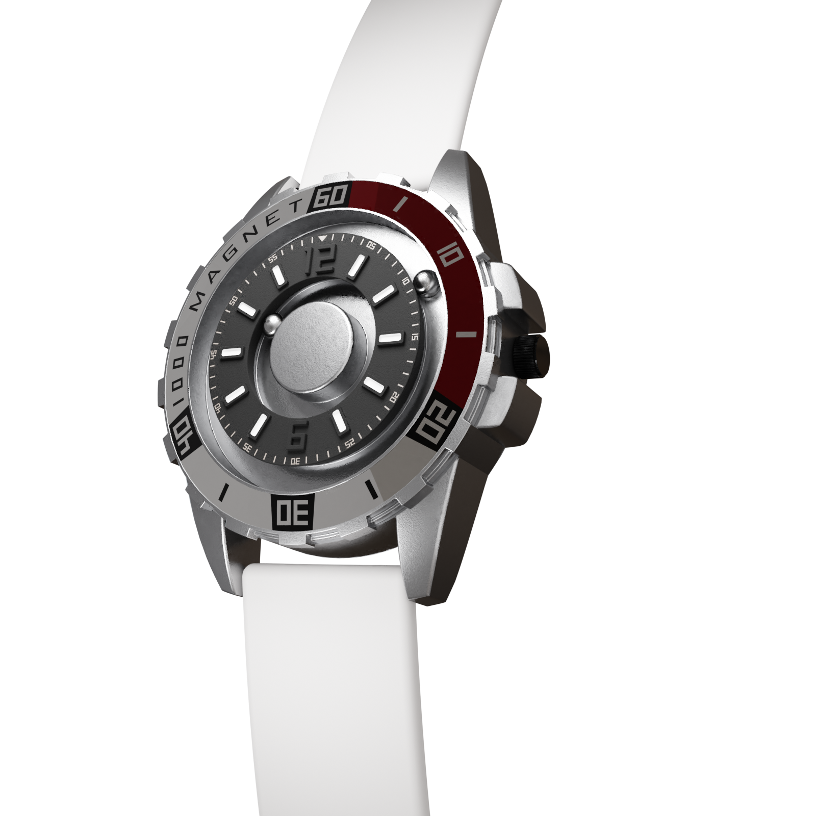Magneto-Watch-Uranus-Red-Silikon-Weiss-Side