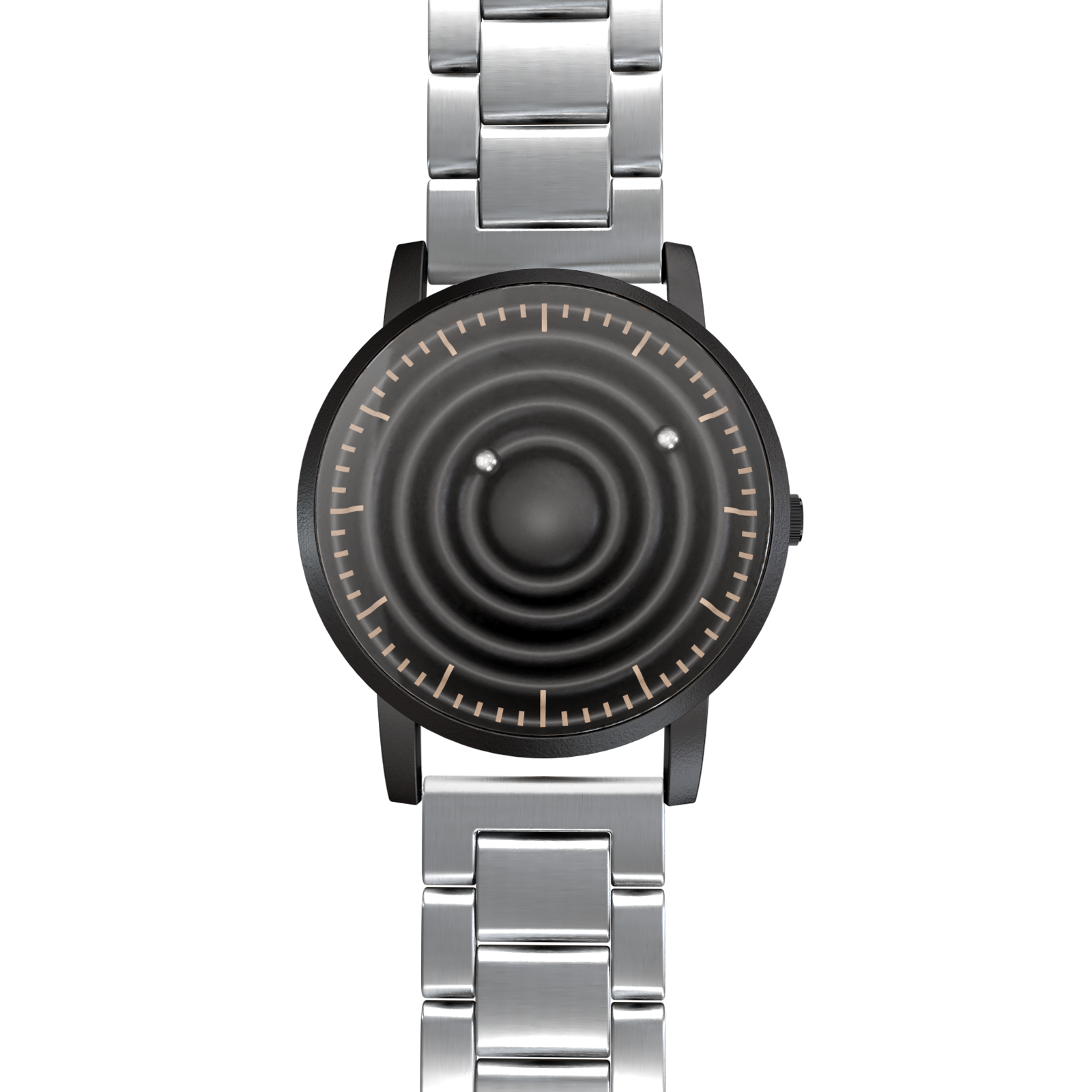 Magneto-Watch-Wave-Black-Edelstahl-Silber-Front