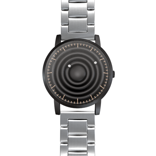 Magneto-Watch-Wave-Black-Edelstahl-Silber-Front