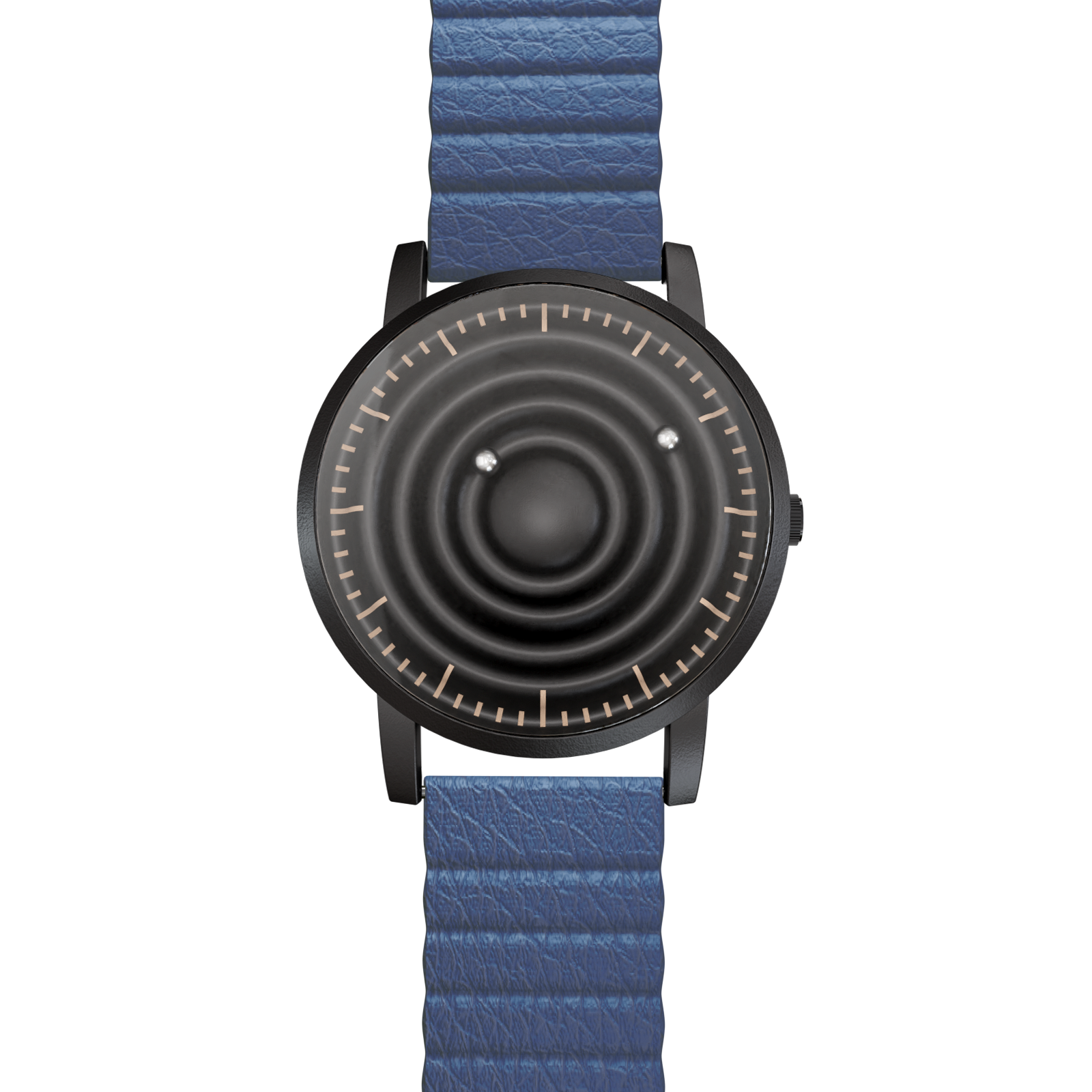 Magneto-Watch-Wave-Black-Kunstleder-Magnetisch-Blau-Front