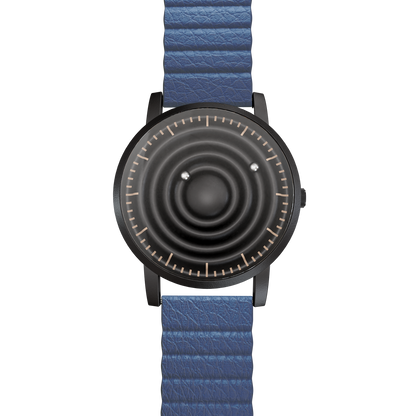 Magneto-Watch-Wave-Black-Kunstleder-Magnetisch-Blau-Front