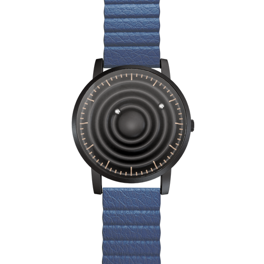 Magneto-Watch-Wave-Black-Kunstleder-Magnetisch-Blau-Front