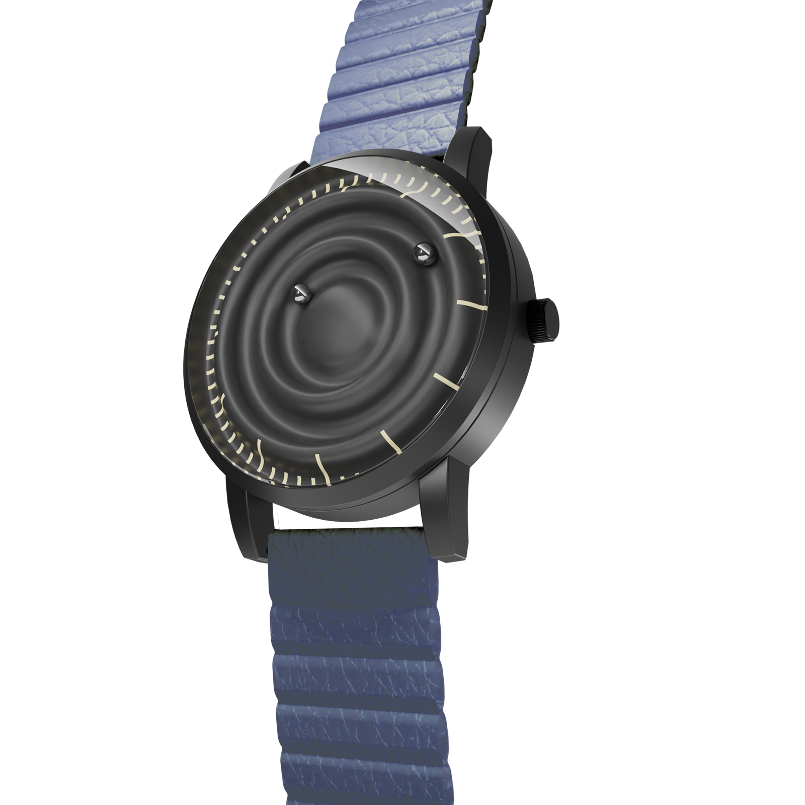 Magneto-Watch-Wave-Black-Kunstleder-Magnetisch-Blau-Side
