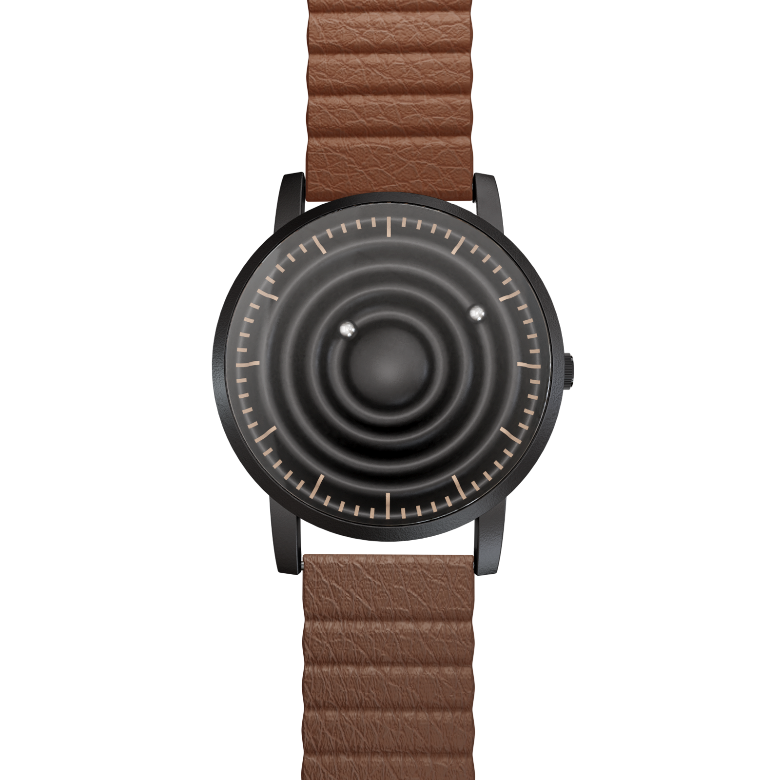    Magneto-Watch-Wave-Black-Kunstleder-Magnetisch-Braun-Front