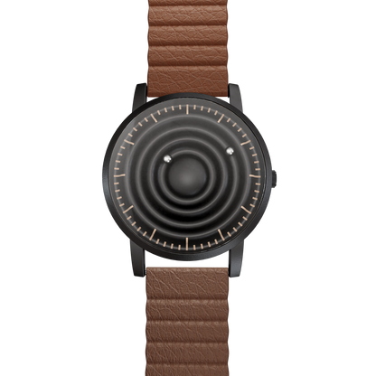    Magneto-Watch-Wave-Black-Kunstleder-Magnetisch-Braun-Front