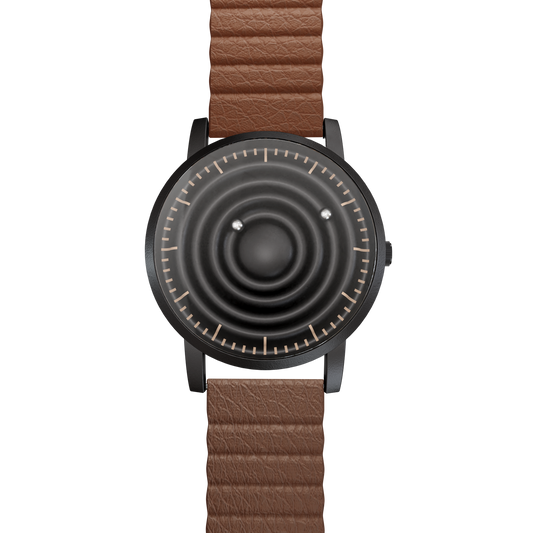    Magneto-Watch-Wave-Black-Kunstleder-Magnetisch-Braun-Front