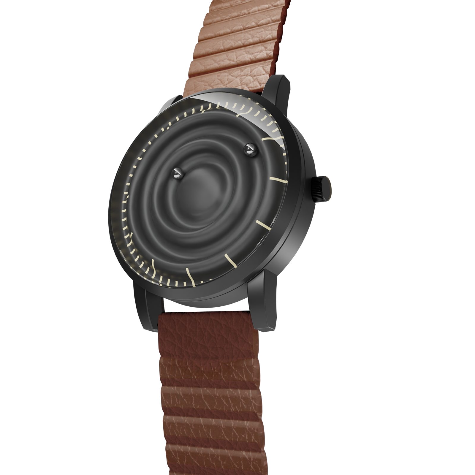 Magneto-Watch-Wave-Black-Kunstleder-Magnetisch-Braun-Side