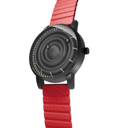 Magneto-Watch-Wave-Black-Kunstleder-Magnetisch-Rot-Side