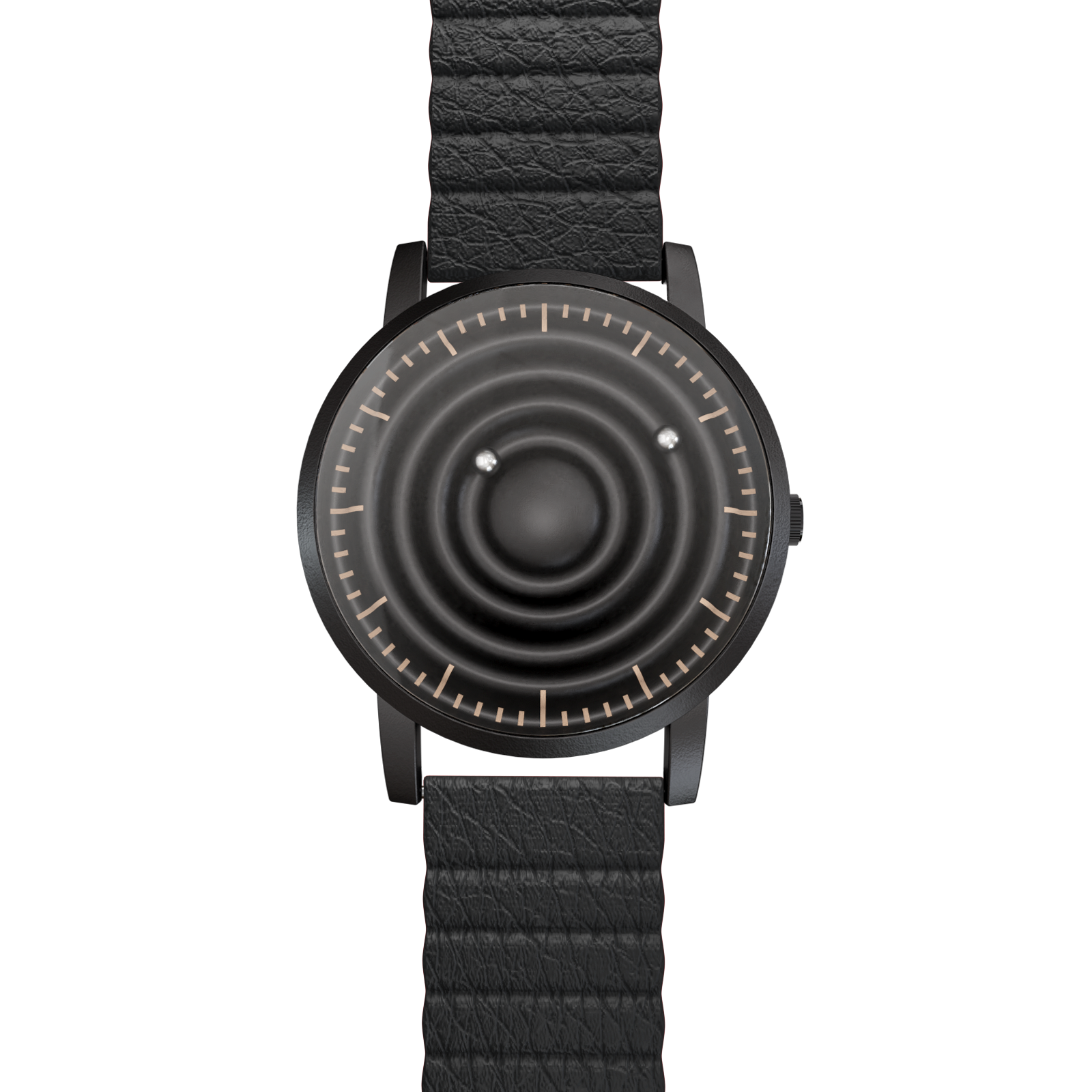 Magneto-Watch-Wave-Black-Kunstleder-Magnetisch-Schwarz-Front