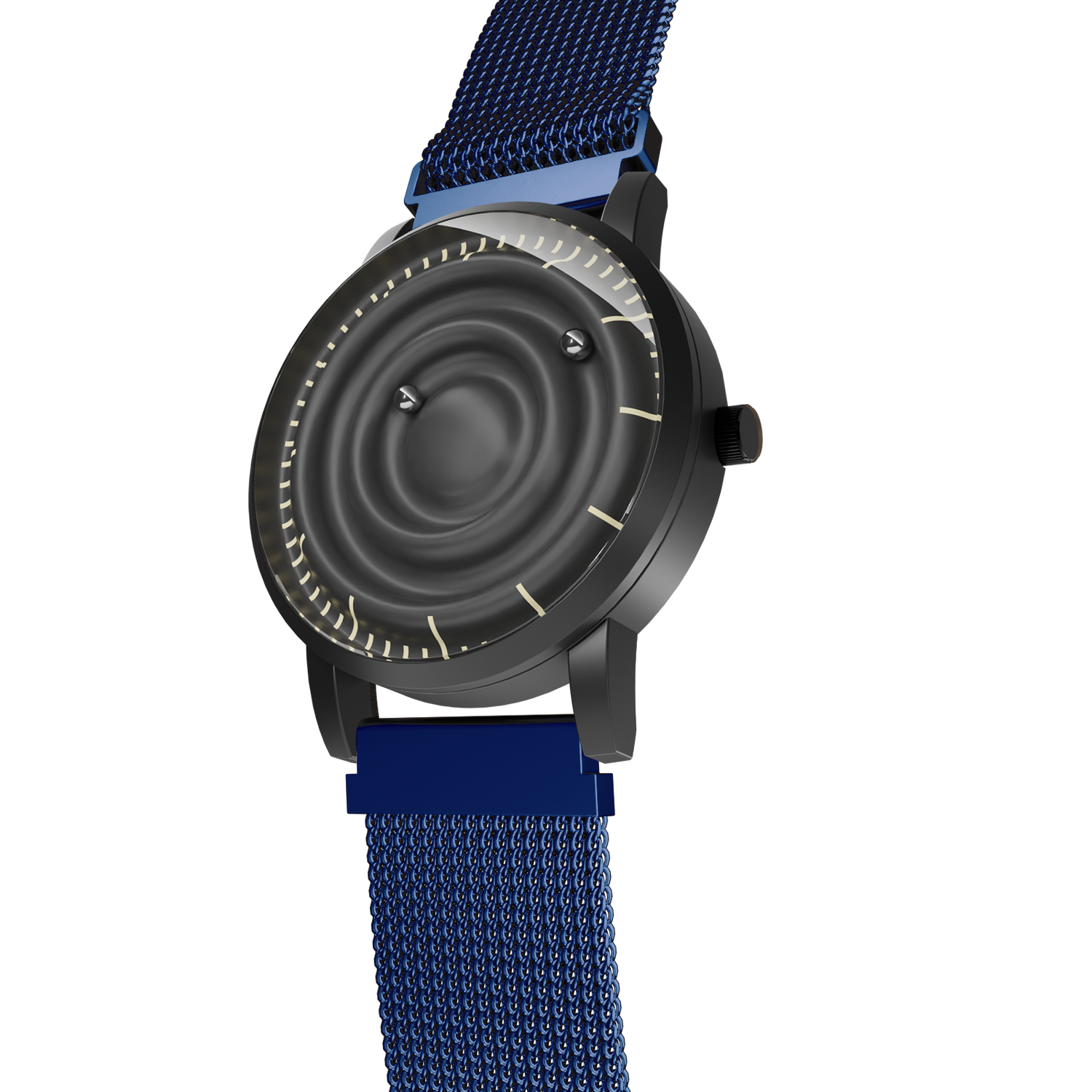       Magneto-Watch-Wave-Black-Maschenarmband-Blau-Side