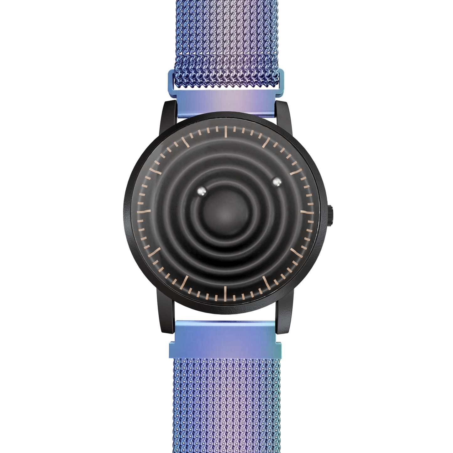    Magneto-Watch-Wave-Black-Maschenarmband-Flip-Flop-Front
