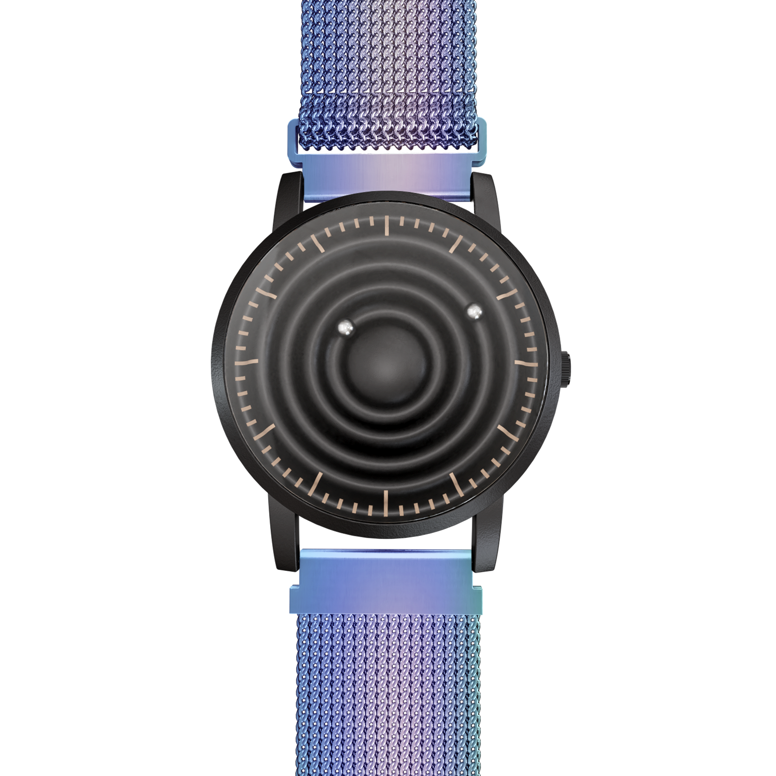    Magneto-Watch-Wave-Black-Maschenarmband-Flip-Flop-Front