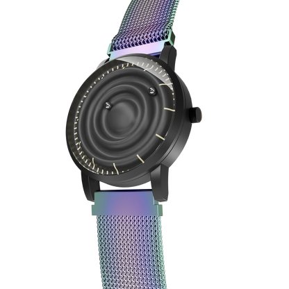 Magneto-Watch-Wave-Black-Maschenarmband-Flip-Flop-Side