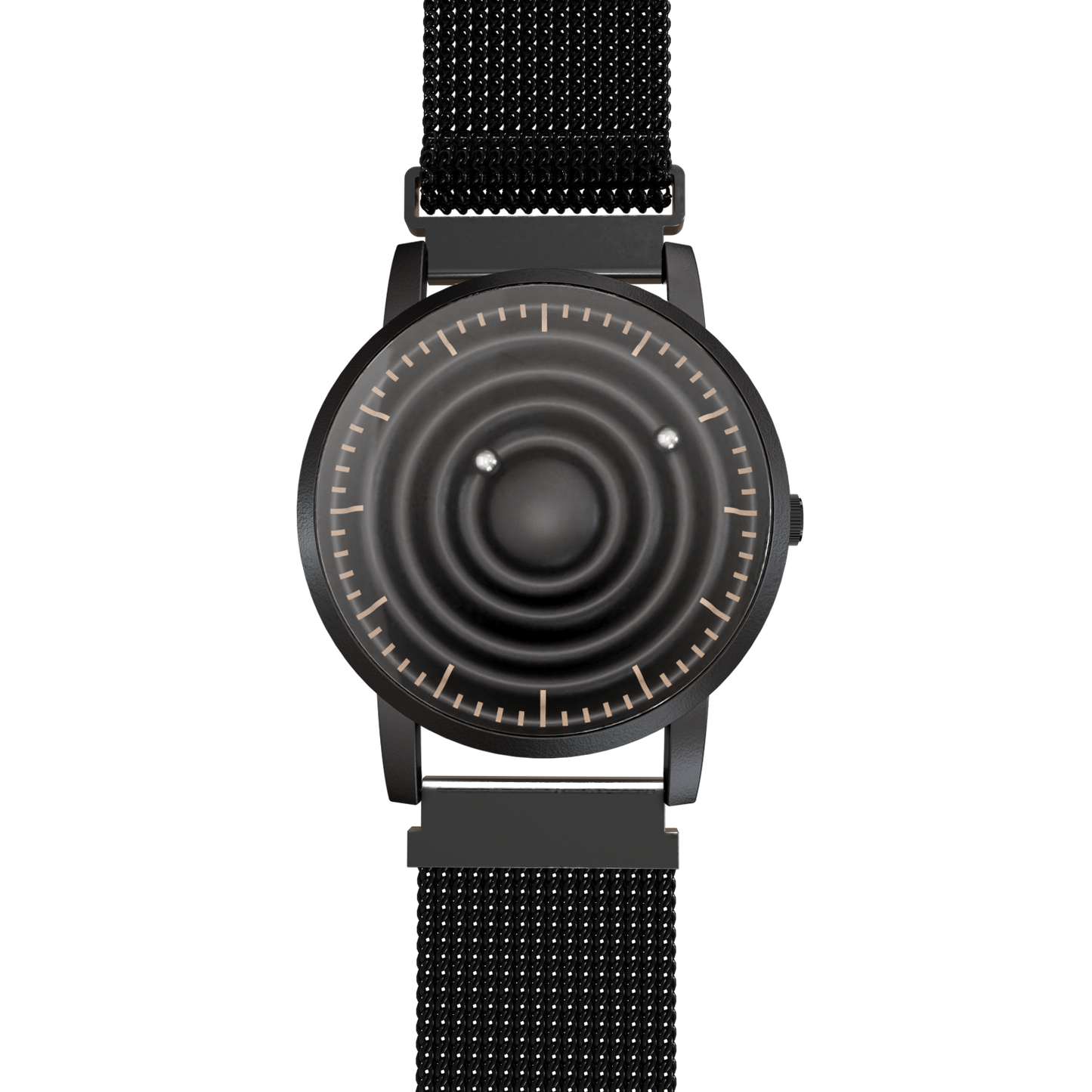     Magneto-Watch-Wave-Black-Maschenarmband-Schwarz-Front