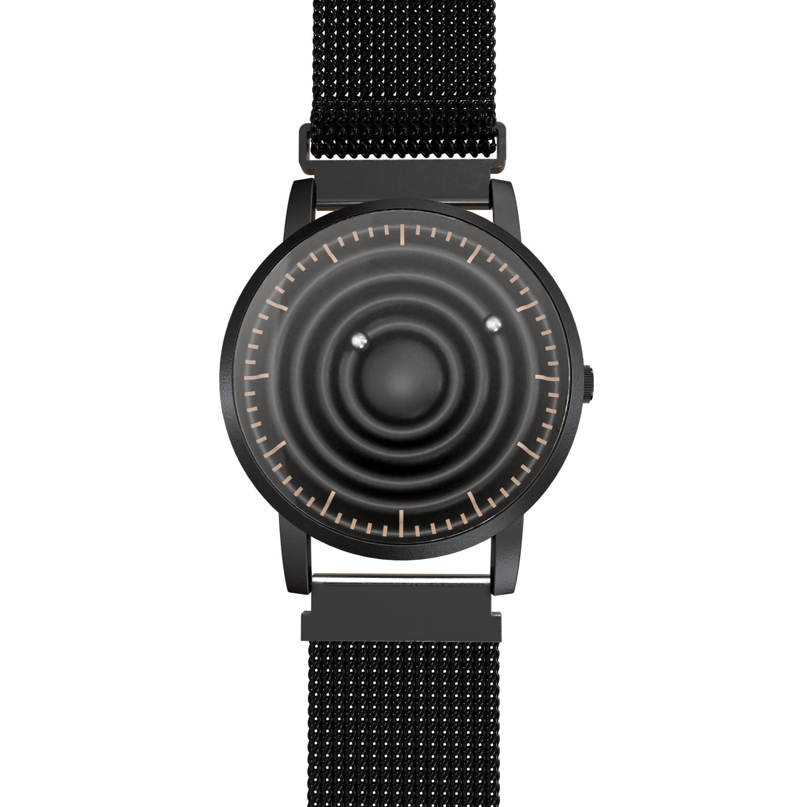    Magneto-Watch-Wave-Black-Maschenarmband-Schwarz-Front