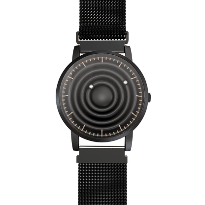     Magneto-Watch-Wave-Black-Maschenarmband-Schwarz-Front