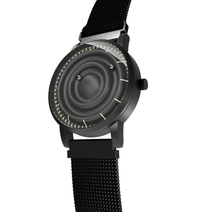 Magneto-Watch-Wave-Black-Maschenarmband-Schwarz-Side
