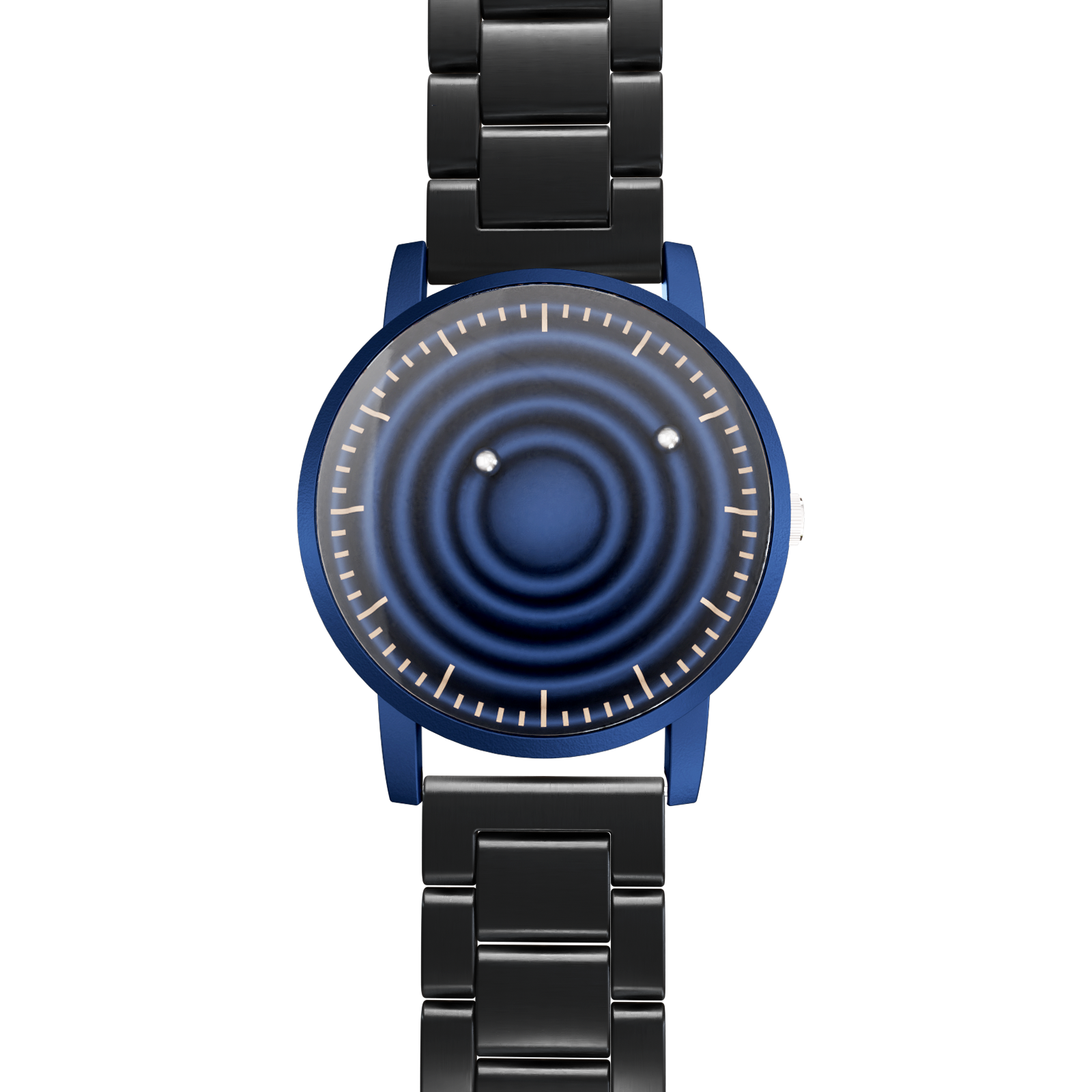 Magneto-Watch-Wave-Blue-Edelstahl-Schwarz-Front