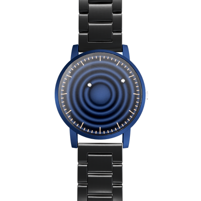 Magneto-Watch-Wave-Blue-Edelstahl-Schwarz-Front