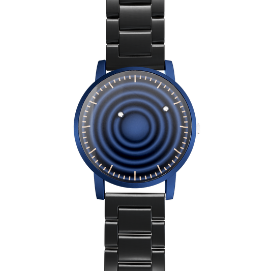 Magneto-Watch-Wave-Blue-Edelstahl-Schwarz-Front