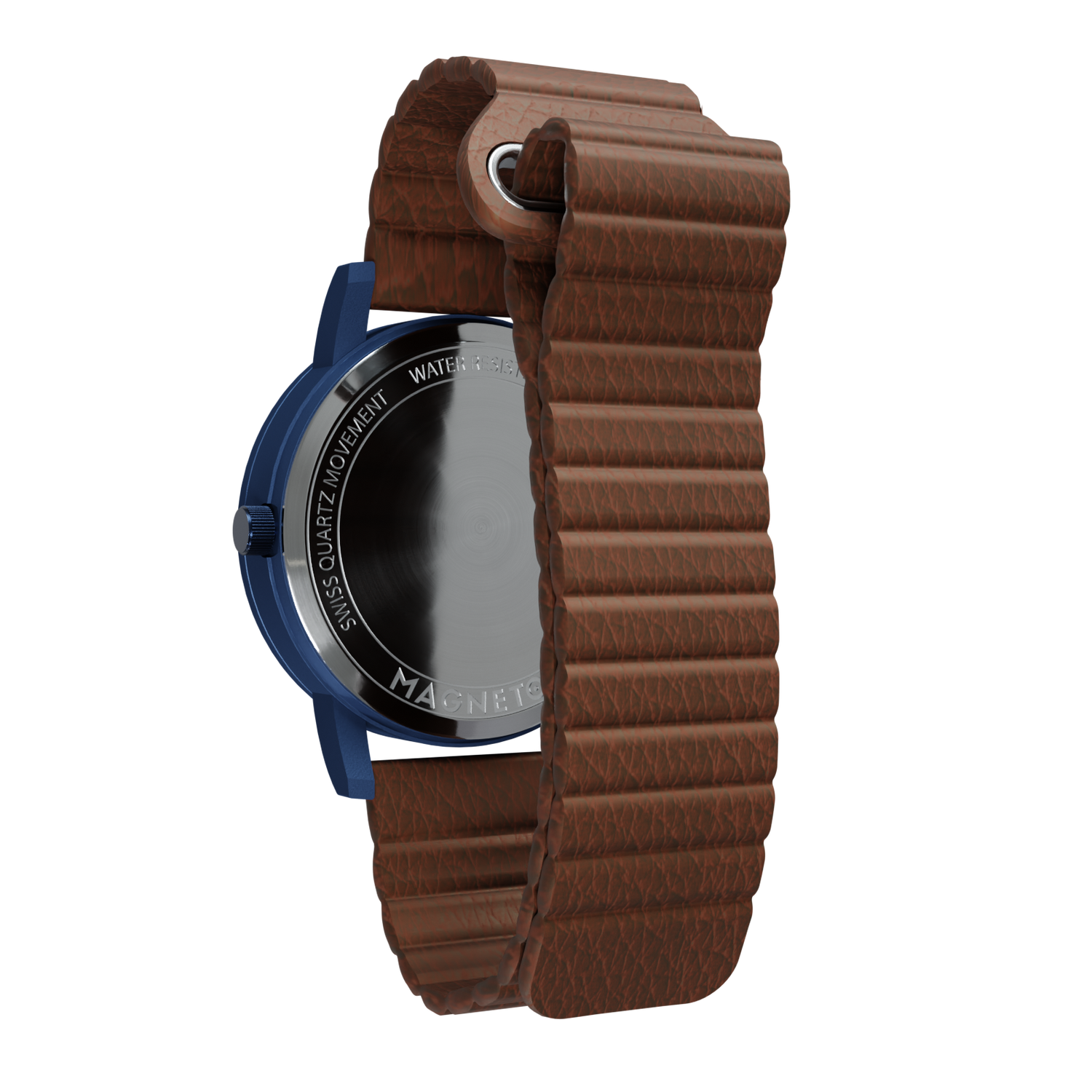 Magneto-Watch-Wave-Blue-Kunstleder-Magnetisch-Braun-Back