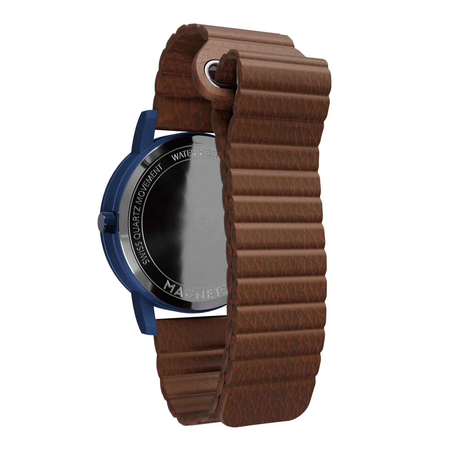 Magneto-Watch-Wave-Blue-Kunstleder-Magnetisch-Braun-Back