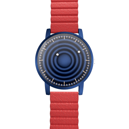    Magneto-Watch-Wave-Blue-Kunstleder-Magnetisch-Rot-Front