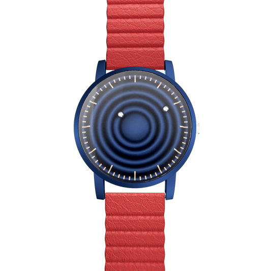    Magneto-Watch-Wave-Blue-Kunstleder-Magnetisch-Rot-Front
