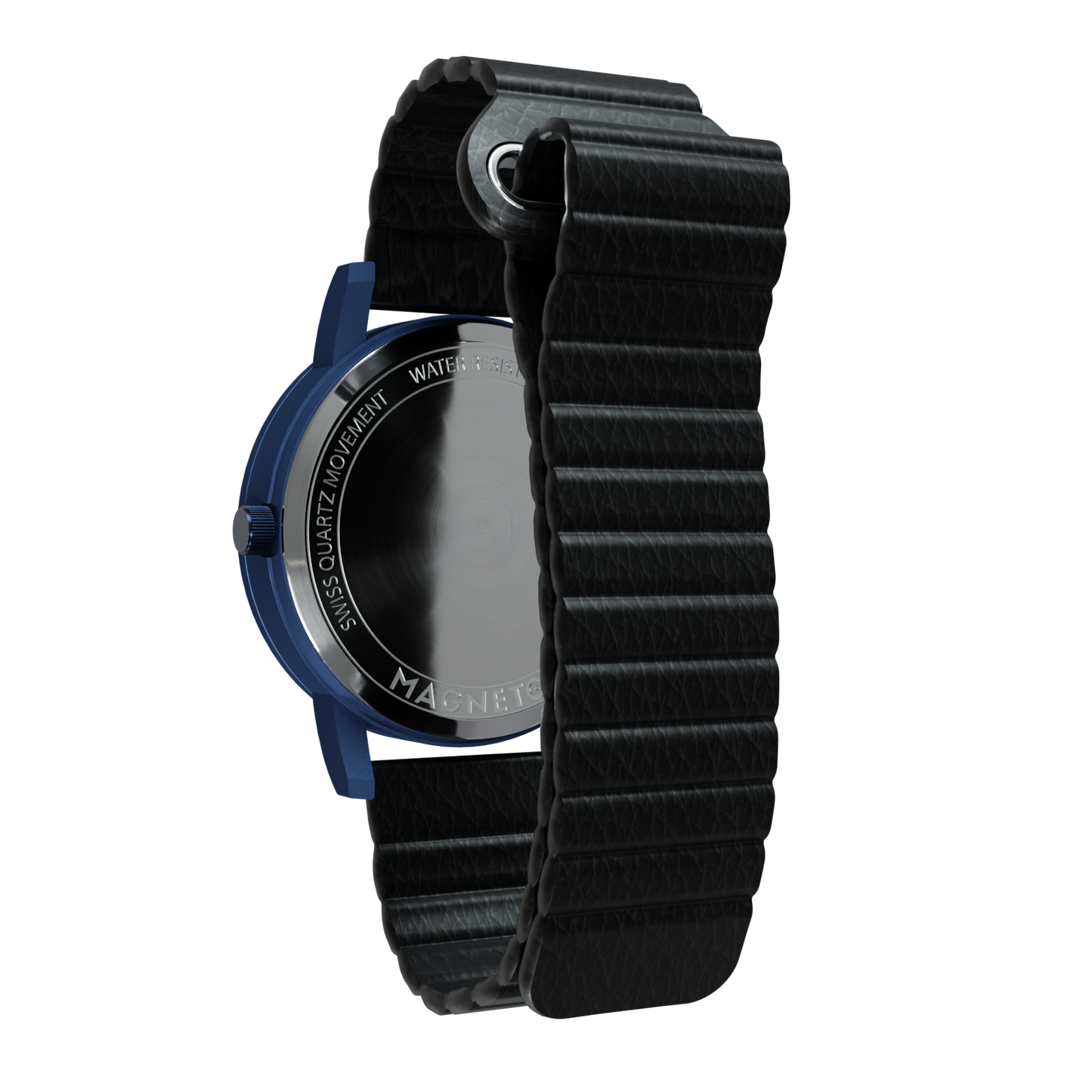 Magneto-Watch-Wave-Blue-Kunstleder-Magnetisch-Schwarz-Back