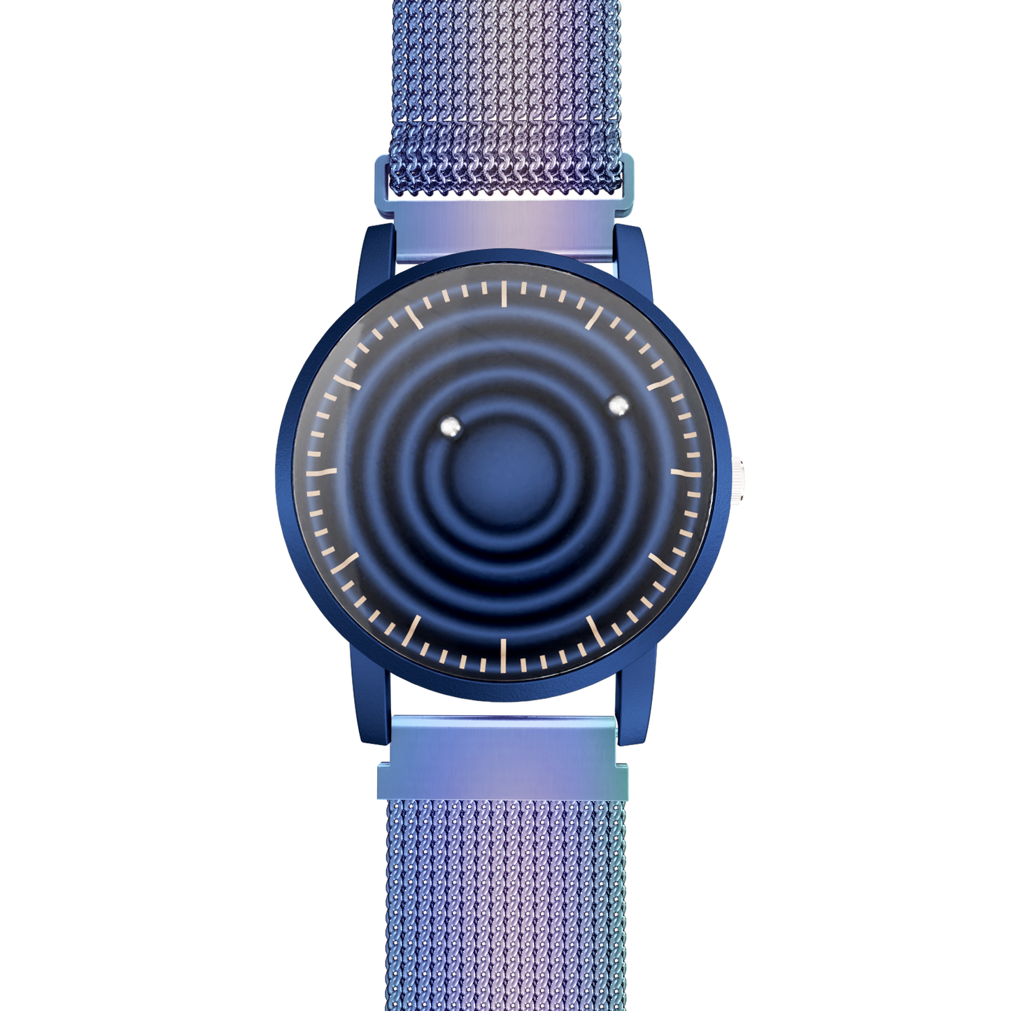    Magneto-Watch-Wave-Blue-Maschenarmband-Flip-Flop-Front