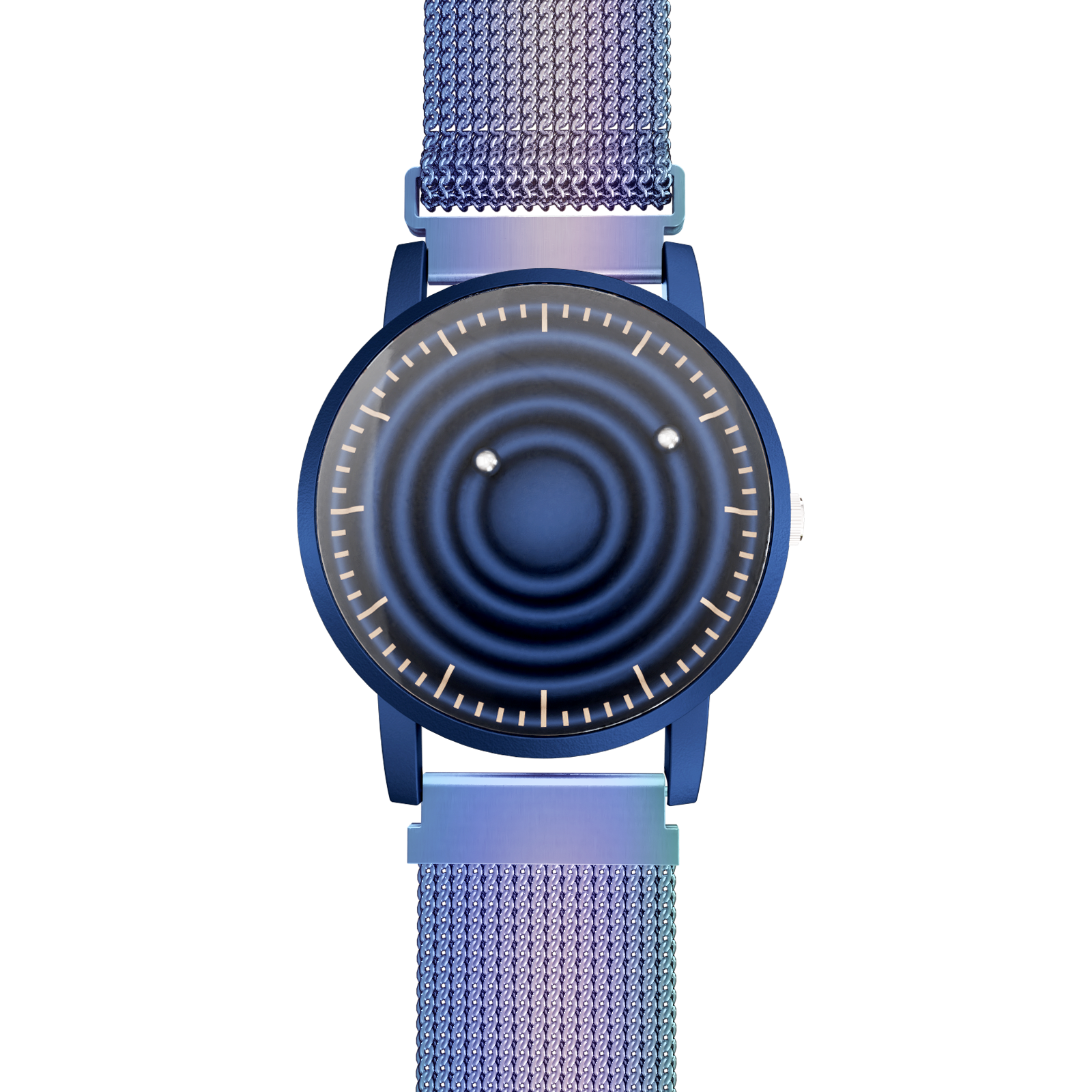    Magneto-Watch-Wave-Blue-Maschenarmband-Flip-Flop-Front