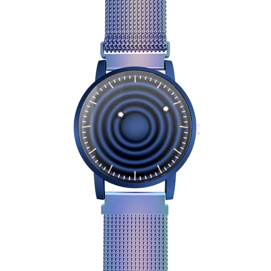    Magneto-Watch-Wave-Blue-Maschenarmband-Flip-Flop-Front