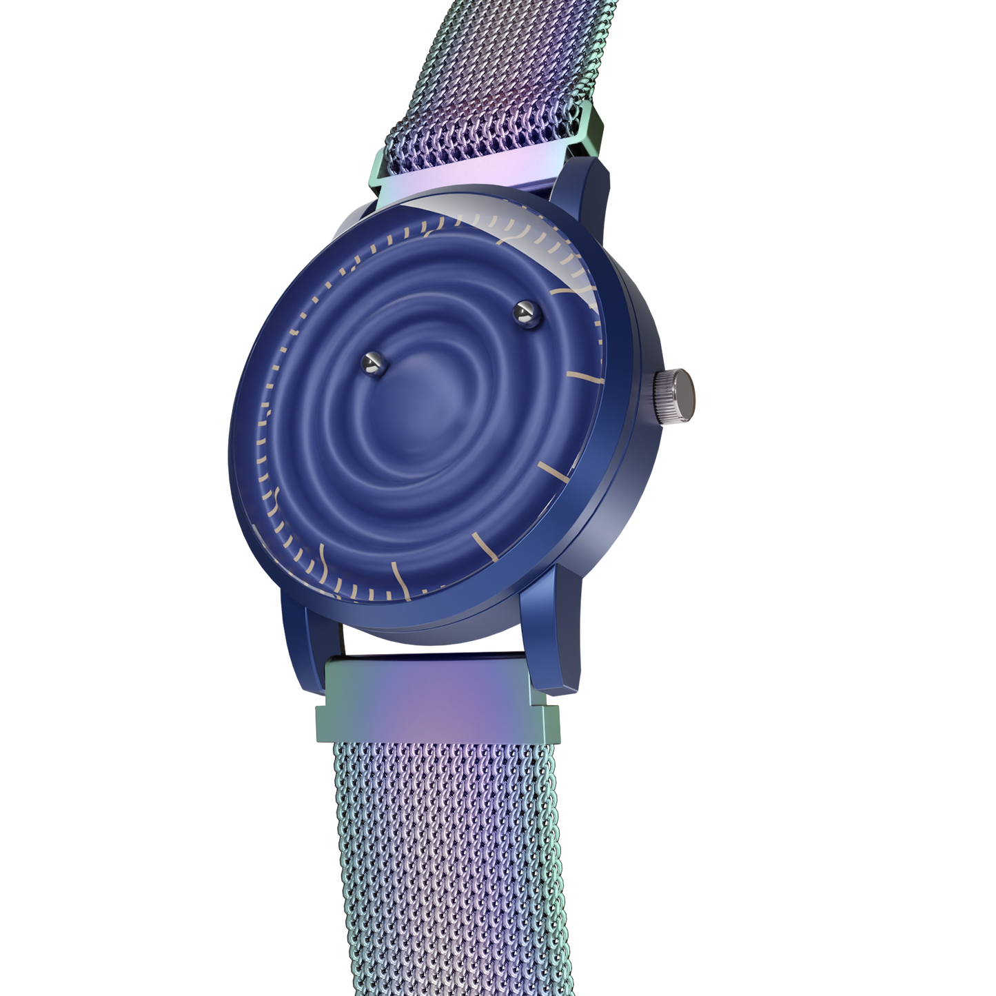    Magneto-Watch-Wave-Blue-Maschenarmband-Flip-Flop-Side