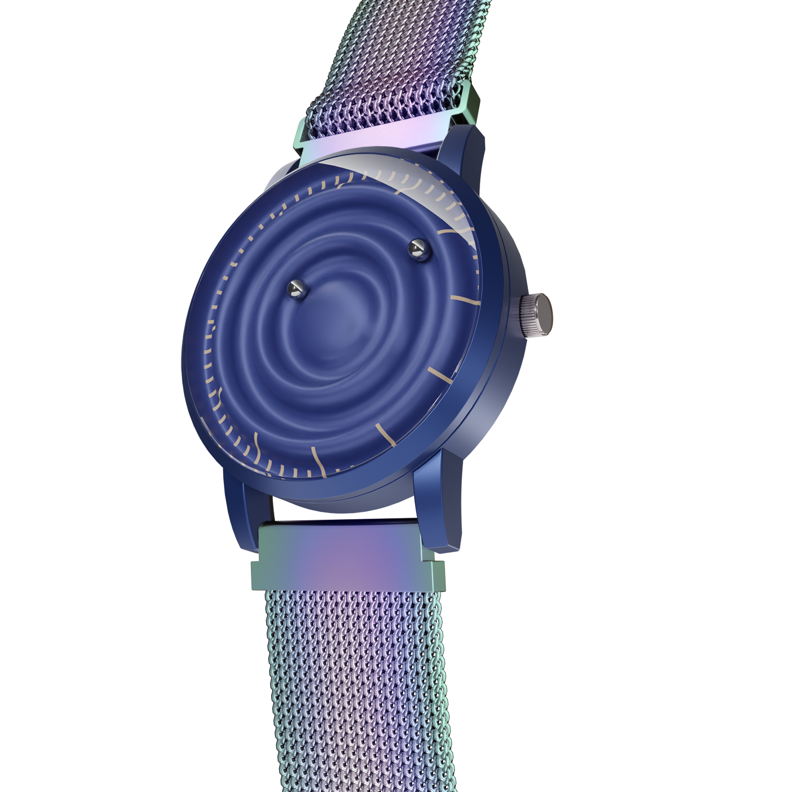    Magneto-Watch-Wave-Blue-Maschenarmband-Flip-Flop-Side