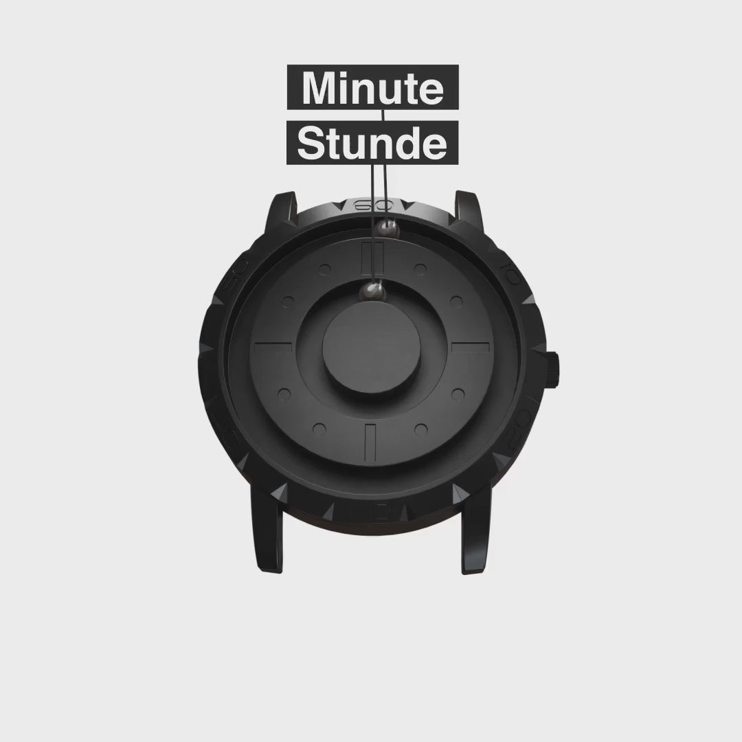 Magneto-Watch-Komet-Black-Maschenarmband-Schwarz-Kugel-Animation