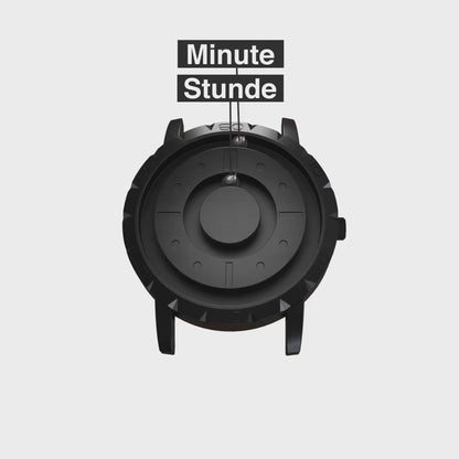 Magneto-Watch-Komet-Black-Maschenarmband-Schwarz-Kugel-Animation