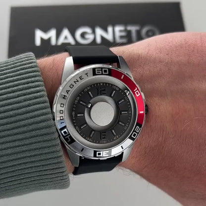 Magneto-Watch-Uranus-Red-Silikon-Schwarz-Handgelenk-Video